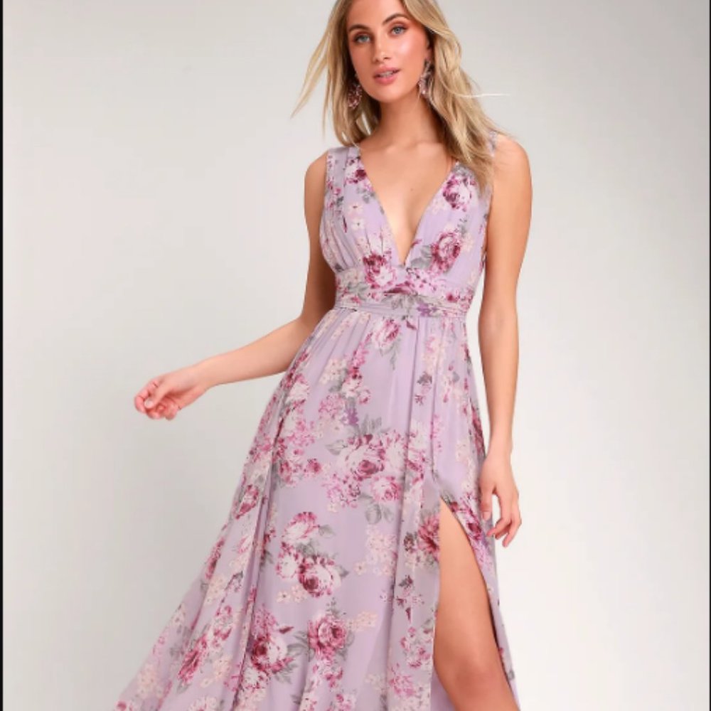 Lulus Garden Meandering Lavender Maxi XL